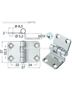 Cerniera inox a sbalzo 10 mm spessore mm 2,0