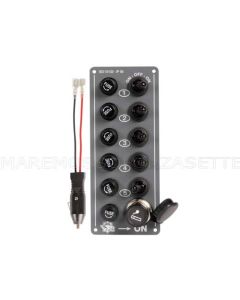 Mini pannello elettrico stagno 5 interruttori + accendisigari