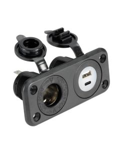 Presa accendisigari in PVC 12v con USB e C da incasso