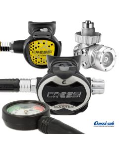 Erogatore Cressi Sub T10-SC CROMO MASTER DIN Con Manometro