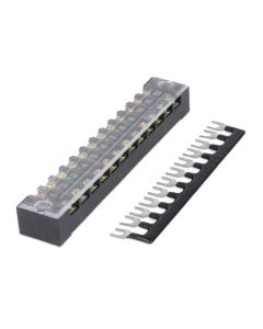 Morsettiera elettrica 12 poli Nera max 600V 15A