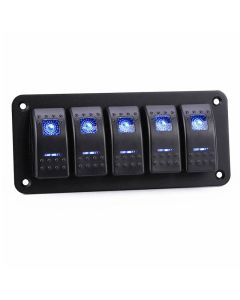 Pannello 5 interruttori con Led Blu e fusibili mm 155x68