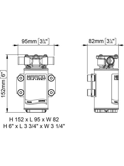 Pompa Marco UP1-J 24 Volt 28 l/min per acqua girante in gomma