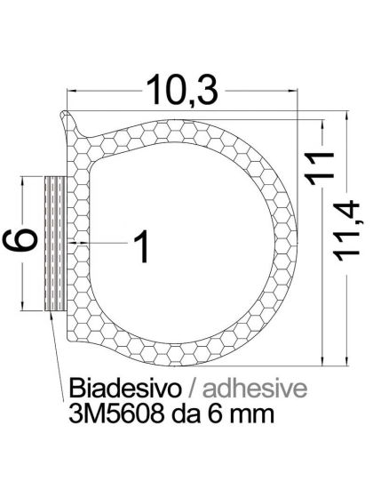 Guarnizione per sportelli e gavoni adesiva 3M mm 11,4x10,3