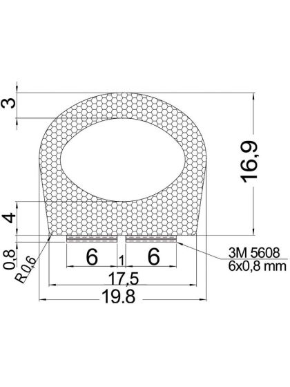 Guarnizione per sportelli e gavoni adesiva 3M mm 19,8x16,90