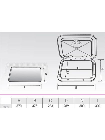 Sportello quadro piccolo serie Top Line 375x370mm
