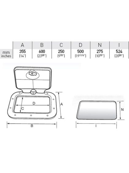 Sportello rettangolare grande serie classic 600x355mm