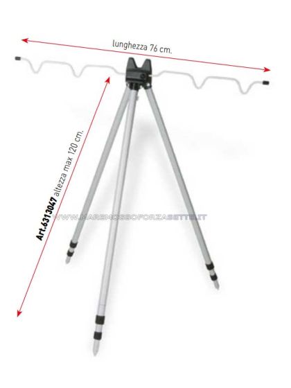 Cavalletto pesca cm 120 treppiede portacanne in alluminio