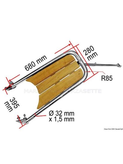 Delfiniera in Teak Plancetta di Prua Cm 680x395x280