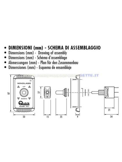 Comando Da Plancia Quick Mod 800 Interruttore Per Salpa Ancora