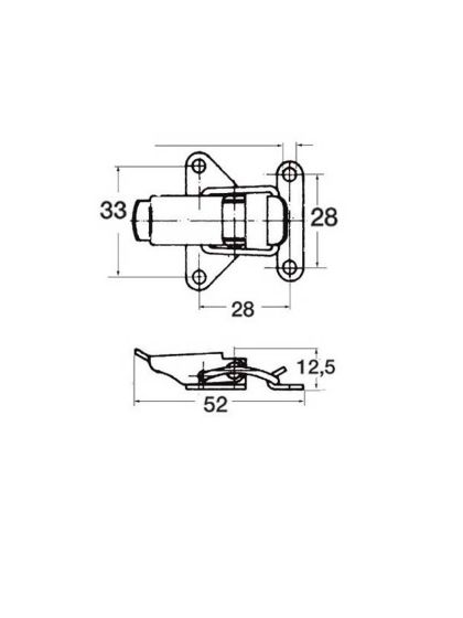 Chiusura a leva inox per cofani e sportelli 52mm