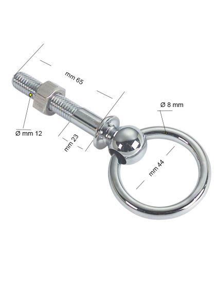 Anello snodato Ø 45mm con perno M12  ottone cromato