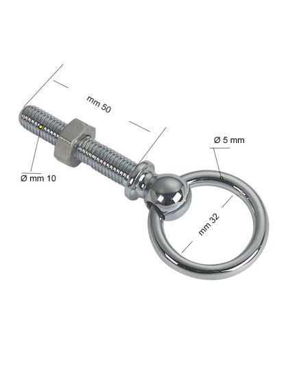 Anello snodato Ø 32mm con perno M10  ottone cromato