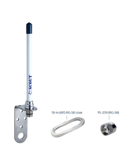Antenna VHF Scout KM-10 fiberglass 0,18 metri 3db con staffa