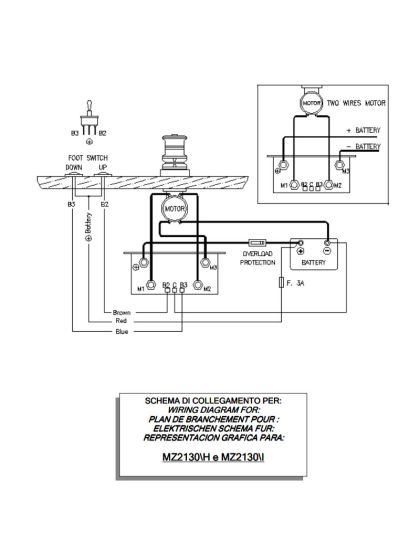 Control box MZ2130H rele per motore salpa ancora 2 poli max 1300w 12v
