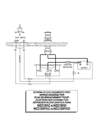 Control box MZ2100M relè per motore salpa ancora 3 poli max 700w 12v