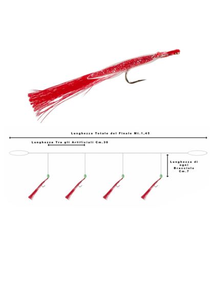 Calamento Deep Sea Leader con 4 Piume pesca a fondo