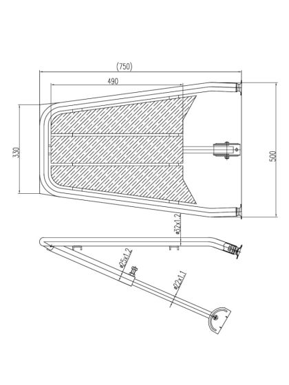 Delfiniera in Teak Plancetta di Prua Cm 750x500x330
