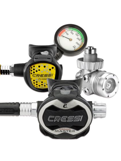 Erogatore Cressi Sub T10-SC CROMO MASTER DIN Con Manometro