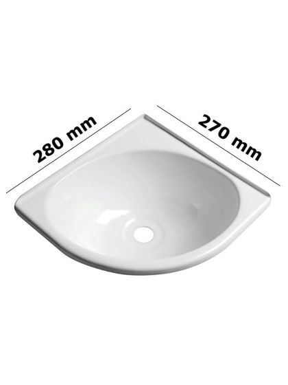 Lavello triangolare in plexiglass bianco cm 280x270