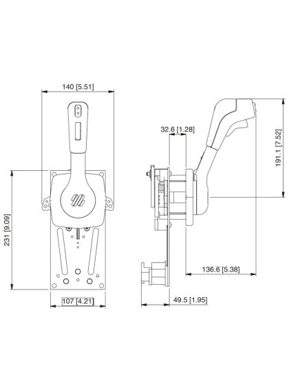 Comando a Paratia Ultraflex B310B con Trim Mono leva per Motore