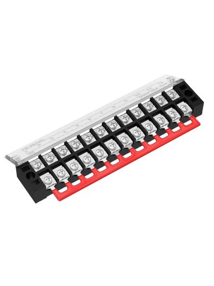 Morsettiera elettrica 12 poli Nera max 600V 15A