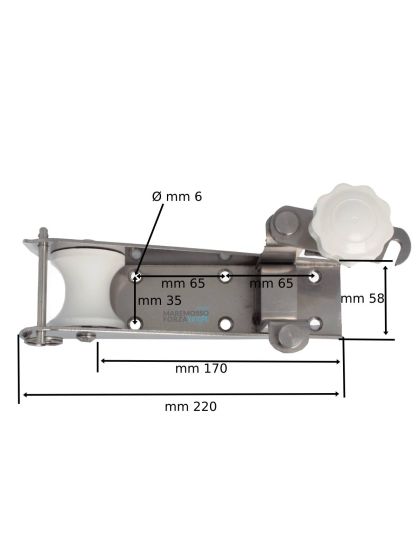Musone di prua Inox mm 220 con blocco catena e ferma ancora