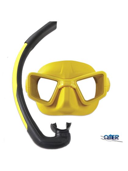 Maschera con boccaglio Omer Up-M1Y by Pelizzari Gialla