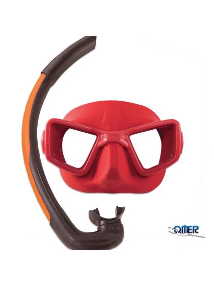 Maschera con boccaglio Omer Up-M1R by Pelizzari Rossa