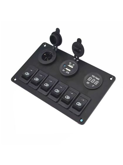 Pannello 6 Interruttori IP53 voltmetro e USB mm 175x107