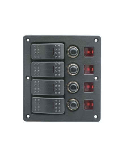 Pannello elettrico 4 interruttori con led e fusibili
