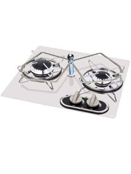 Piano cottura 2 Fuochi cm 38x36 Inox con fermapentole