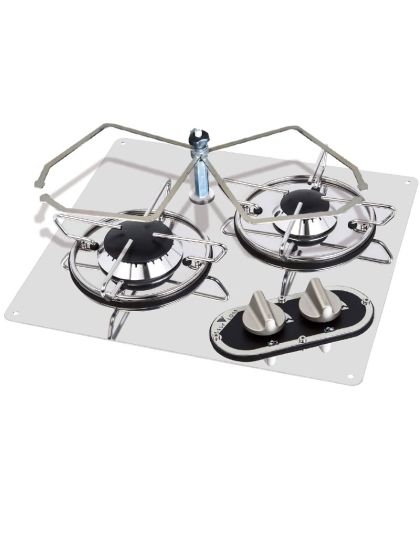 Piano cottura 2 Fuochi cm 35x32 Inox con fermapentole