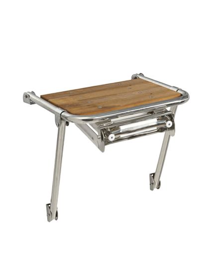 Plancetta di poppa cm 45x39 acciaio inox e Iroko con scaletta