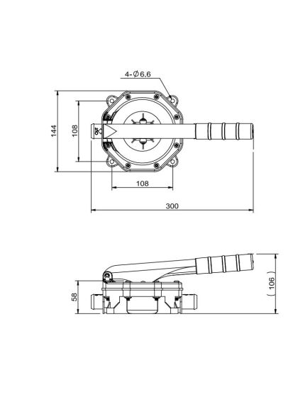 Pompa di sentina manuale a paratia per tubo Ø 25 mm