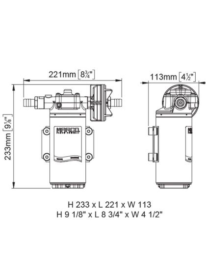 Pompa Marco UP12-PV PEEK 24 Volt 36 l/min per acqua con valvola non ritorno