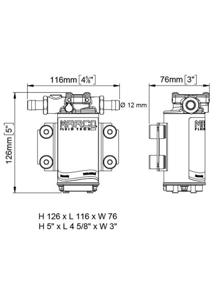 Pompa Marco UP2-P PEEK 12 Volt 10 l/min per acqua