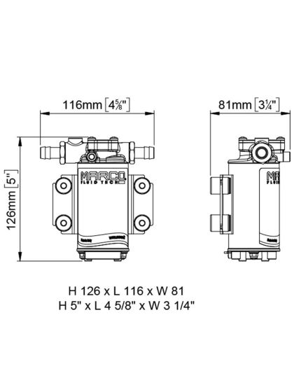 Pompa Marco UP2-PV PEEK 12 Volt 10 l/min per acqua con valvola non ritorno