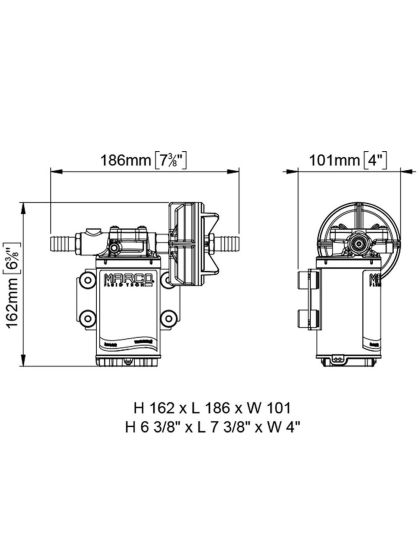 Pompa Marco UP3-PV PEEK 12 Volt 15 l/min per acqua con valvola non ritorno