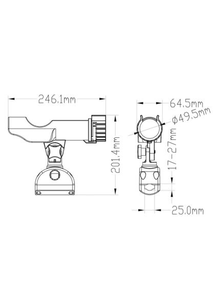 Portacanna in plastica orientabile per battagliola Ø 20 - 25 mm