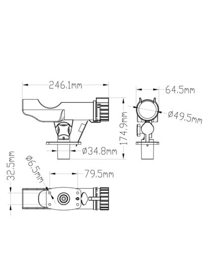 Portacanna in plastica orientabile per bordo barca