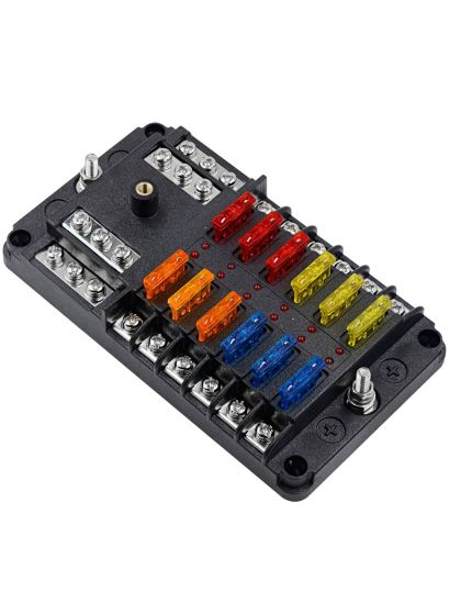 Scatola porta fusibili lamellari 12 vie con led spia