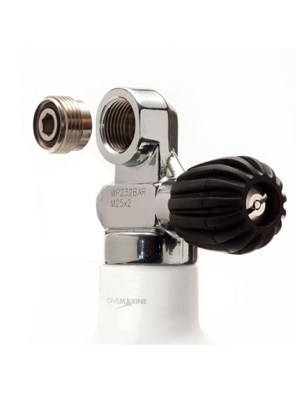 Rubinetteria mono attacco filetto M25x2 per bombole sub