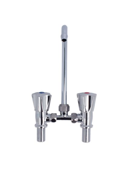 Rubinetto per lavello in ottone cromato snodato Doppio