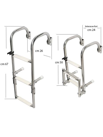 Scaletta Barca Inox 3 Gradini Pieghevole Arcuata 670 cm