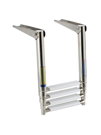 Scaletta inox telescopica 4 gradini per plancetta larg. 31cm