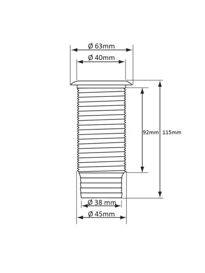 Scarico a mare Ø 45mm per tubo Ø 38mm
