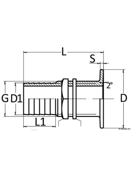 Scarico a mare in ottone cromato Bordo a filo 