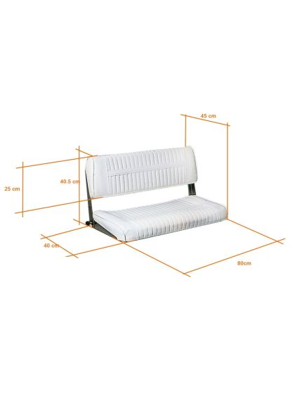 Sedile per barca biposto con schienale abbattibile 80 cm