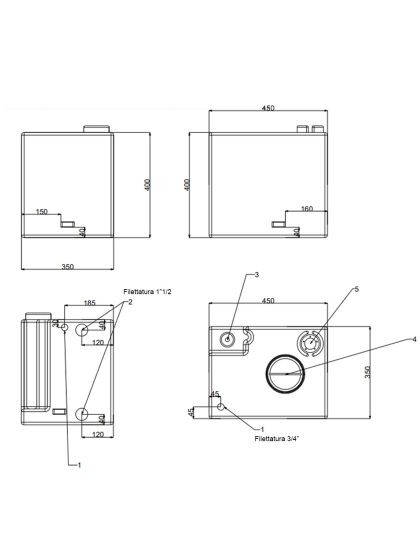 Serbatoio acqua 56 litri con pompa autoclave 12 volt